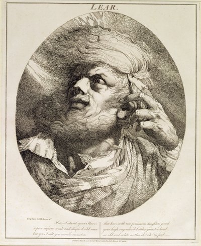 Lear, uit King Lear, Act III, Scene 3, 1776 door John Hamilton Mortimer