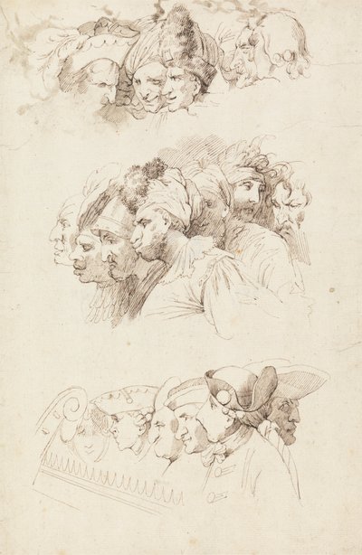 Studies van Groepen Hoofden door John Hamilton Mortimer