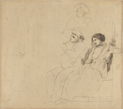 Studie voor "De rustieke dansers" door John Hamilton Mortimer