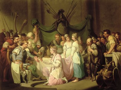 De ontmoeting van Vortigern en Rowena door John Hamilton Mortimer