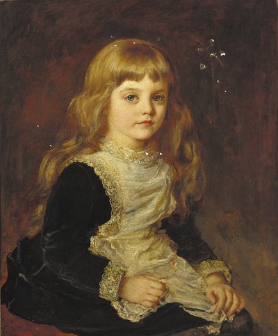 Portret van Sophie Beatrix Mary Cadogan, zittend driekwart lengte, in een zwarte jurk met kanten schort door John Hanson Walker