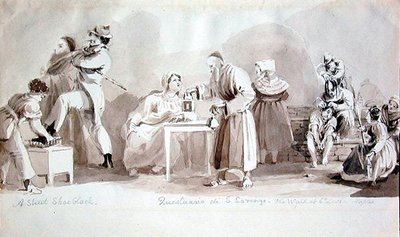 Een Straatschoenpoetser, Questuario di S. Lorenzo en de Muur van St. Lucia, Napels door John Harden