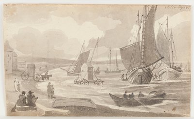 Badmachines in Allonby, Cumbria, 1812 door John Harden