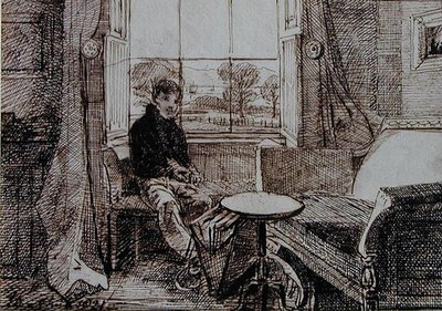 Jongen zittend op een vensterbank door John Harden