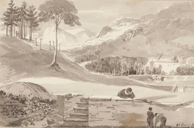 Brathay veld, Lake District, Cumbria, 1819 door John Harden