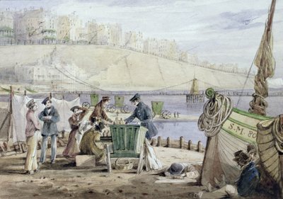 Strand van Brighton, Sussex, 1844 door John Harden