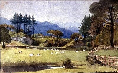 Langdale vanaf de Noordoever van Windermere door John Harden