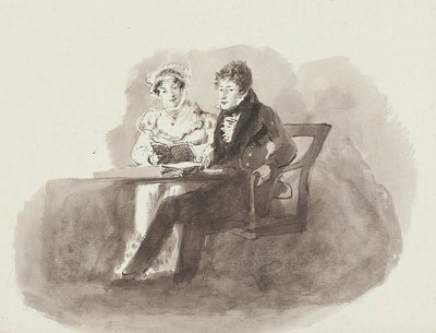 Man en vrouw die lezen door John Harden