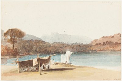 Picknick onder schuilplaats bij Lake Windermere, 1822 door John Harden