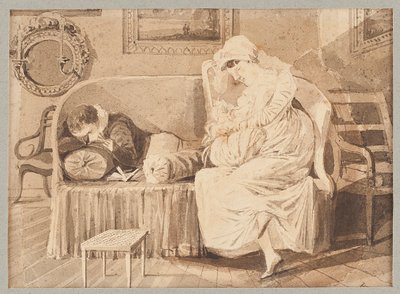 Drie op een sofa, 1805 door John Harden