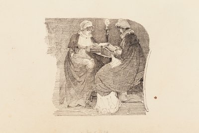 Twee vrouwen lezen bij lamplicht, 1804 door John Harden