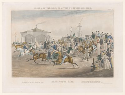 Gezicht op het tolhuis bij de drukke kruising tussen Kennington Park en Camberwell New Road door John Harris