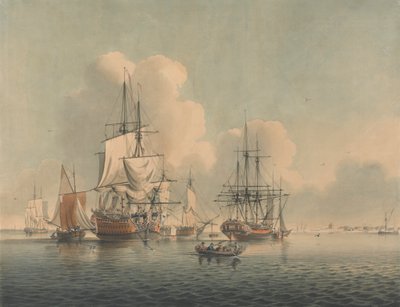 Oorlogsschepen voor anker bij Sheerness door John Harris