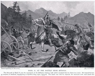 Basil II, bij de slag nabij Setania 1017AD door John Harris Valda
