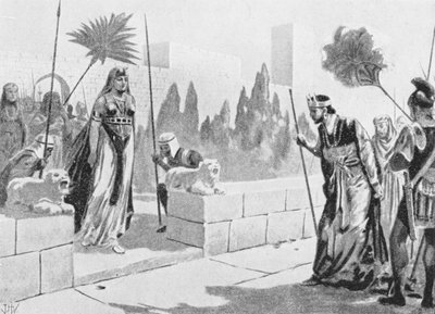 Cleopatra bezoekt Herodes, c 33 v.Chr. door John Harris Valda