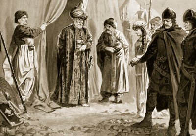 Ivan Shishman III levert zijn zus over aan Sultan Murad I, 1366 door John Harris Valda