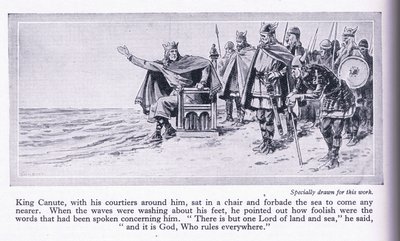 Koning Canute verbiedt de zee binnen te komen door John Harris Valda