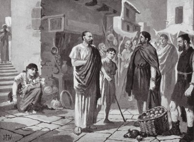 Romeinse kolonisten die handelen met de inheemse Daciërs door John Harris Valda