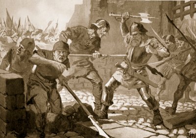 De dood van Stussi, burgemeester van Zürich, in de strijd, 1443 door John Harris Valda