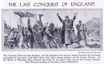 De laatste verovering van Engeland 1066 AD, c.1950 door John Harris Valda