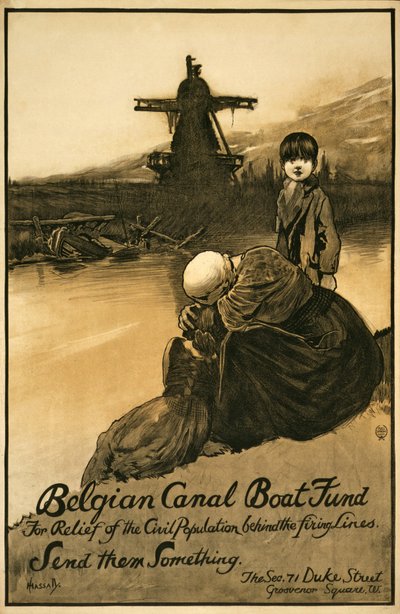 Fondsenwervingscampagne voor Belgisch Kanaalbootfonds, pub. 1914-18 door John Hassall