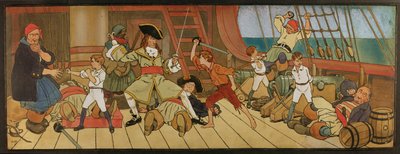 De Verloren Jongens in Gevecht met de Piraten en Peter in het Eindduel met Kapitein Haak, illustratie uit 