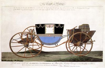 De Veiligheidskoets van de Markies van Landsdown, uitgevonden en gepatenteerd door de kunstenaar, Longacre, Londen door John Hatchett