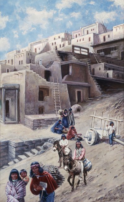 Pueblo-dorp, 1900 door John Hauser