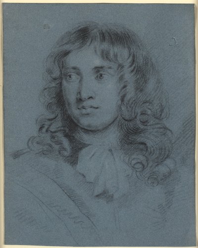 De miniatuurschilder Thomas Flatman, als jonge man met lange krullen en een sjaal om zijn nek door John Hayls