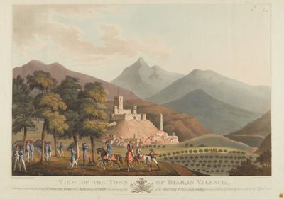 Uitzicht op de stad Briar, Valencia, gegraveerd door Dubourg, 1814 door John Heaviside Clark