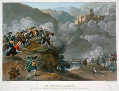 De Tiroolse Patriotten bestormen het fort van Kuffstein met hun houten kanonnen, 1816 door John Heaviside Clark