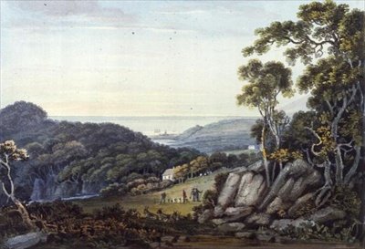 Uitzicht van de Dargle naar Bray, Glen of the Downs, Co. Wicklow, ca. 1822 door John Henry Campbell