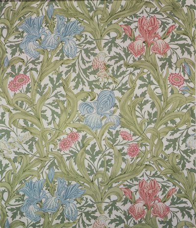 Irisbehang, ontworpen door John Henry Dearle voor Morris en Company, 1902 door John Henry Dearle
