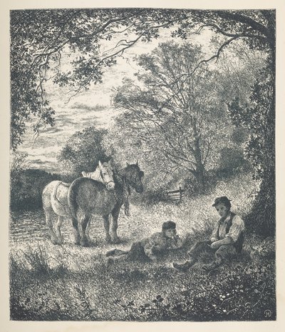 Plaat 11. Man, jongen en shire paarden. Nature Pictures. Een serie van dertig originele illustraties getekend op hout door J. H. Dell, en gegraveerd door R. Paterson door John Henry Dell