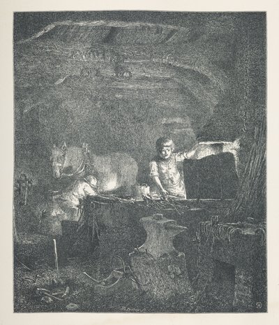 Plaat 13. Een smid. Natuurbeelden. Een serie van dertig originele illustraties getekend op hout door J. H. Dell, en gegraveerd door R. Paterson. John Henry Dell door John Henry Dell