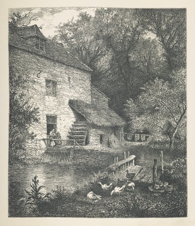 Plaat 14. Een huis en watermolen. Nature Pictures. Een serie van dertig originele illustraties getekend op hout door J. H. Dell, en gegraveerd door R. Paterson door John Henry Dell