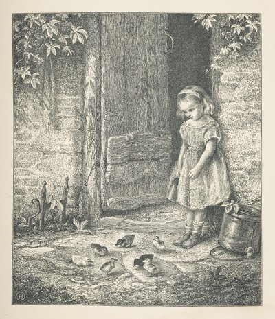 Plaat 20. Een jong meisje en kuikens, uit 