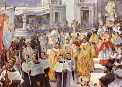 Een rooms-katholieke processie door John Henry Frederick (after) Bacon