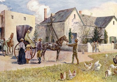 Een Zuid-Afrikaanse boerderij door John Henry Frederick (after) Bacon