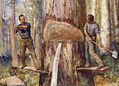 Houthakkers die hout kappen door John Henry Frederick (after) Bacon