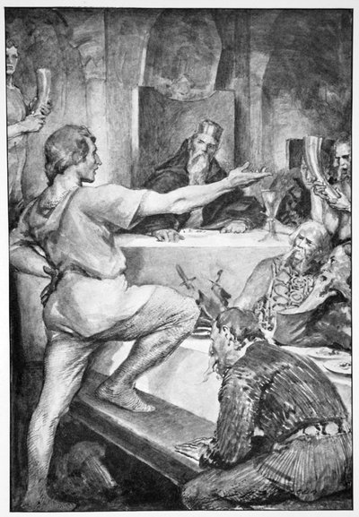 Beowulf antwoordt hooghartig aan Hunferth door John Henry Frederick Bacon