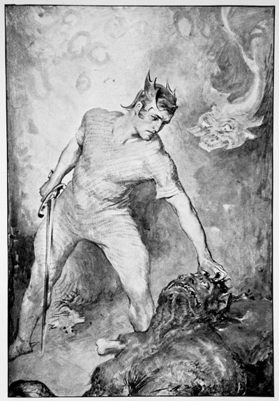 Beowulf hakt het hoofd van Grendel af door John Henry Frederick Bacon