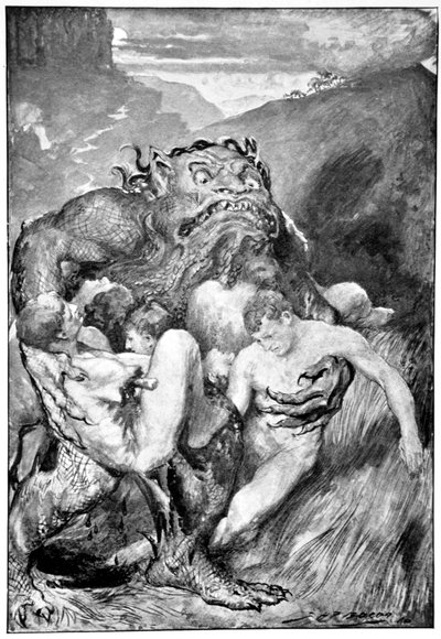 De demon van het kwaad, met zijn woeste vraatzucht, greep hen gretig door John Henry Frederick Bacon