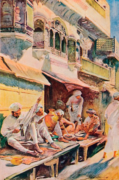 Arbeiders in een Indiase Bazaar door John Henry Frederick Bacon
