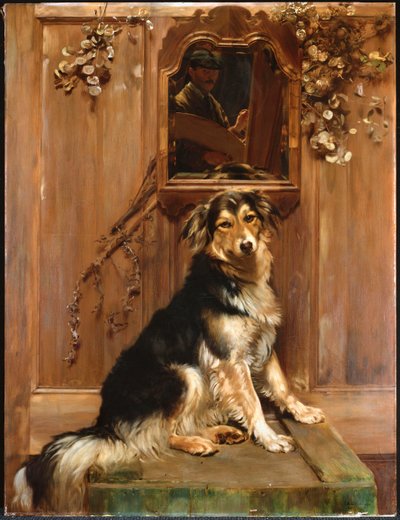 Een Hond en een Spiegel door John Henry Lorimer