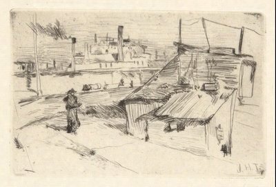 Bridgeport Shanties door John Henry Twachtman