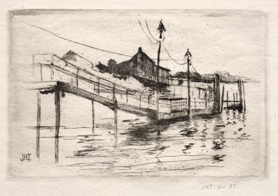Voetgangersbrug, Bridgeport, Connecticut door John Henry Twachtman
