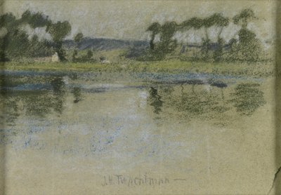 Bomen over de rivier door John Henry Twachtman