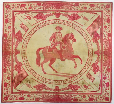 Zakdoek met afbeelding van George Washington (1732-99) te paard, 1777-89 door John Hewson