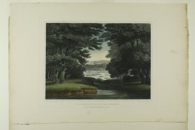 Watervallen van St. Anthony aan de Mississippi, plaat zeven van het eerste nummer van Picturesque Views of American Scenery door John Hill